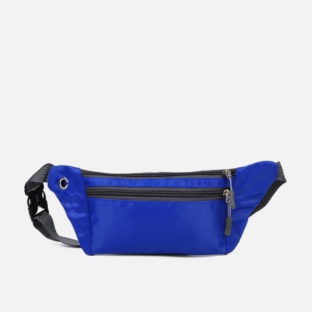 Zipper waist bag, outer pocket, USB connector, blue color
