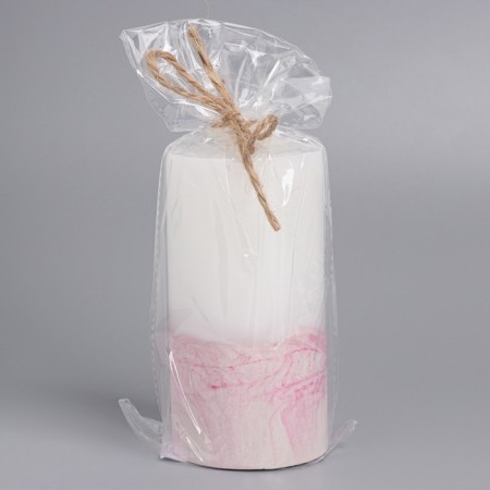 Candle with concrete, 5x10 cm, white-pink-2
