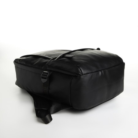 City backpack of artificial leather with lightning, 5 pockets, black color-4
