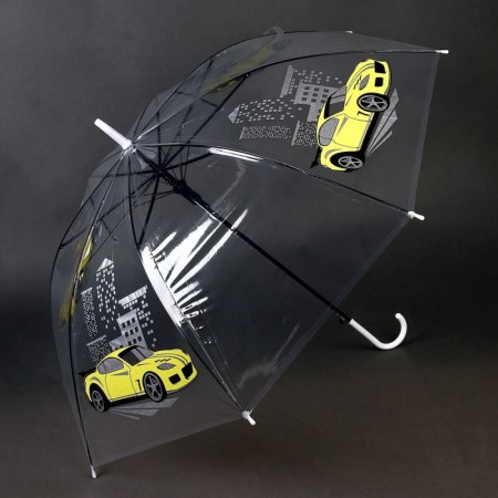 Children's umbrella "yellow car" semi -automatic transparent, d = 90cm-2