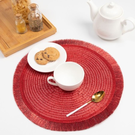 Set of napkins 2 pcs. Dolyana "Shine", central red, D 38 cm