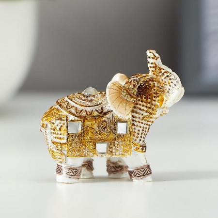 Polystone souvenir "White elephant with a blade of Arab carpet" mix 5.5x5x2.2 cm-2