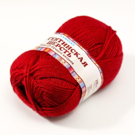 Yarn "Argentinean wool" 100% imported p/t wool 200m/100g (091, cherry)-5