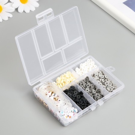 Beads in the box "Gray" thread 0.8 mm 5 m 12x8.4x2.2 cm