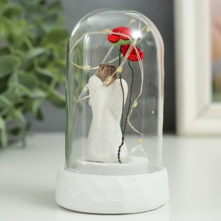 Souvenir Polystone Light "Angel with red roses" MIX 6x6x9.5 cm-4