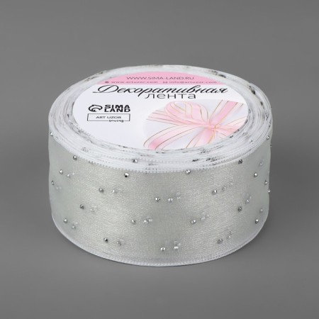 The ribbon is nylon, with rhinestones, 38 mm × 9.1 ± 0.5 m, white color-1