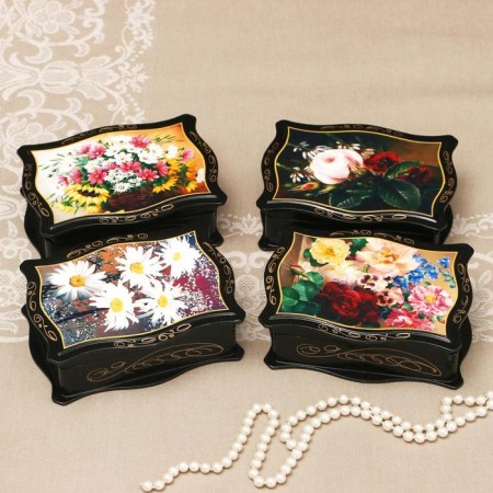 Casket "Flowers", 12 × 16 cm, lacquer miniature mix-3