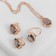 Set 3 objects: earrings, pendant, ring dimensionless "Edel" drop, gray color in gold, 45cm