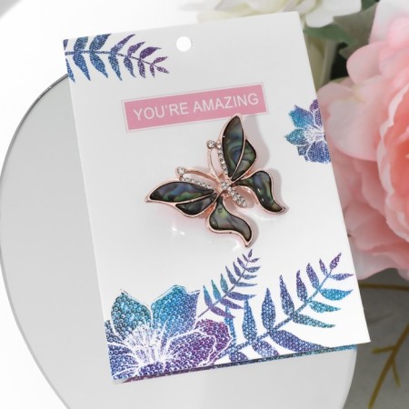 Brooch "Galiotis" butterfly flying, in pink gold-2