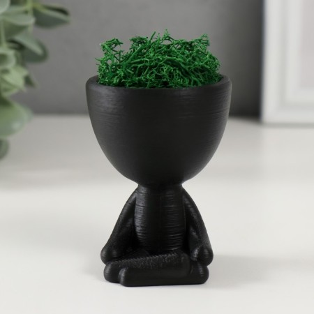 Kashpo concrete mini "Mr. Green Yog" with moss black 5.3x6x7 cm (moss green stabilizer.)