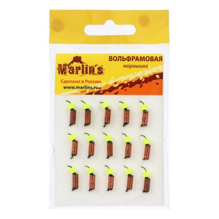Mormyshka Wolfram Marlin’s Book, 2 mm, 0.95 g, copper + cubic cube lemon UV, 15 pcs.-1
