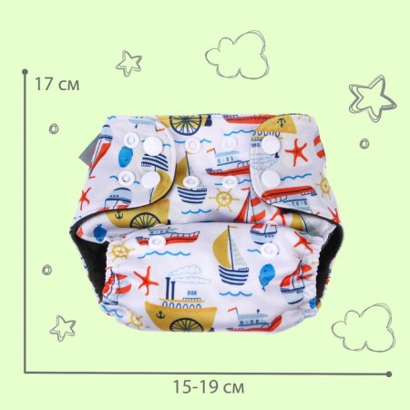 Panties-scammer, reusable, carbon-bamboo fabric, “boats”, from 0-12 months.-3
