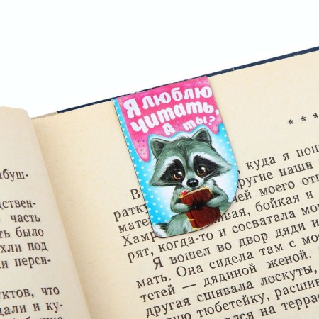 A set of magnetic bookmarks "read with a raccoon", 4 pcs.-4
