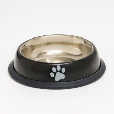 A bowl with a non -slip base with a print, 225 ml, black