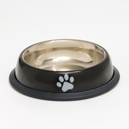 A bowl with a non -slip base with a print, 225 ml, black