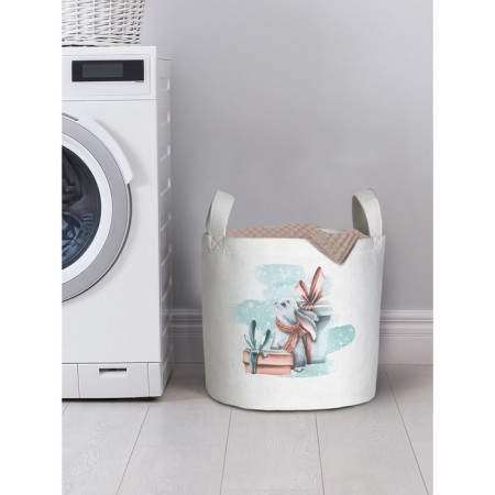 Basket for storage of things "Bunny with a gift", size 35x35 cm