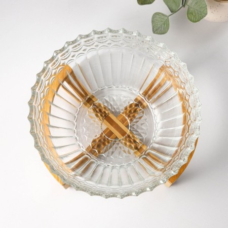A set of glass salad bowls on the Tondo stand, 5 items: large 2.2 l, small 330 ml-4