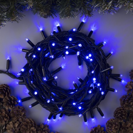 Garland "thread" 10 m, IP65, UMS, dark thread, 100 LED, glow blue, 220 V