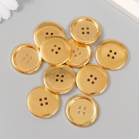 Buttons plastic 4 punctures "gold" 3x3 cm set 10 pcs-2