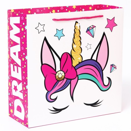 Gift package, 30x30x12 cm, packaging, Minnie Mouse and unicorn-2