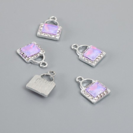 Decor for creativity metal, rhinestones "handbag" lilac 1.7x1.2 cm