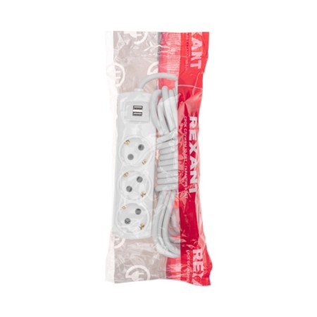 Extension cord Premium 3 nests, 5m, 3x1.5mm², s/h, 2 usb, white rexant-6