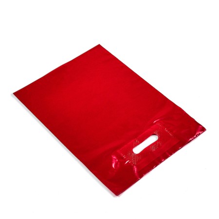 Polyethylene package with a cut with a reinforced handle, fuchsia 30 x 40 cm, 50 μm-1