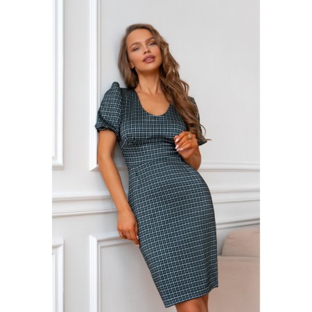 Women's dress, size 42, dark green-green color 5606-4