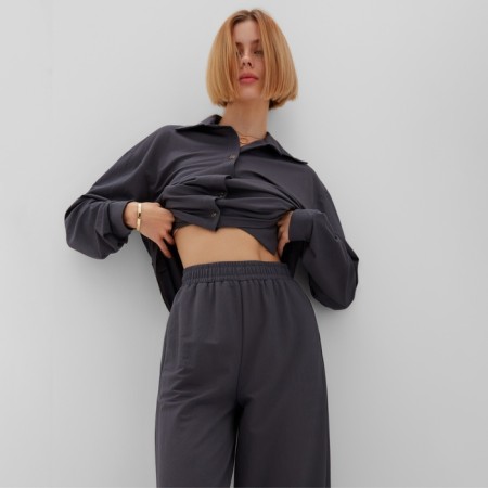 Female set (shirt, trousers) minku: Home Collection Graphite Color, Rr. 50-10