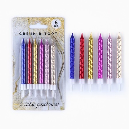 Candles for the cake, multi -colored, 6 pcs.-1
