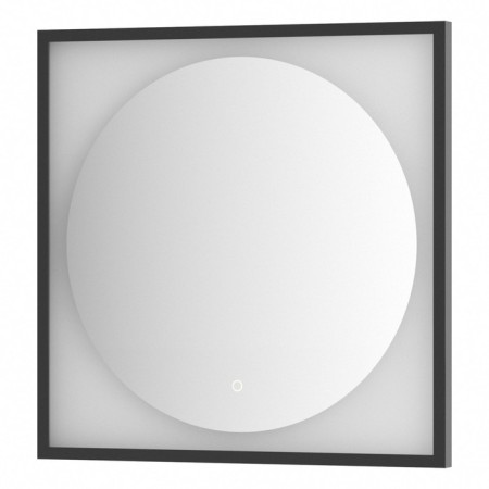 Mirror in a baguette frame with LED lighting 15 W, 70x70 cm, sensory switch, neutral white with