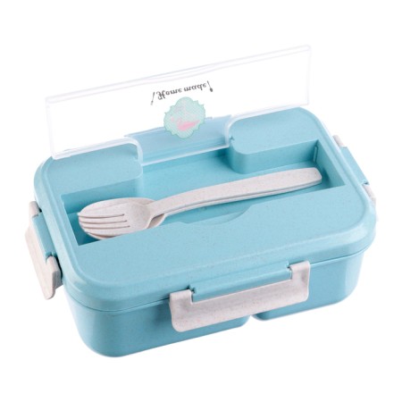 Lunch box with compartments for food, food container, 1.1 l, 21.5 x 7.6 x 15 cm, blue-1