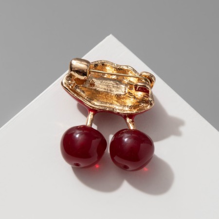 Brooch "Cherry" flirting, red-white color in gold-2