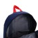 A backpack with a zipper, the color is blue/red