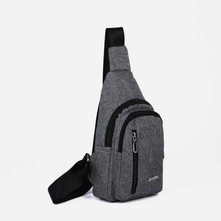 Male sling bag from textiles, gray color-1