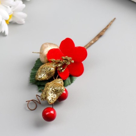 Decor for creativity "A bouquet with a red flower, star and apple" 11.5 cm-1