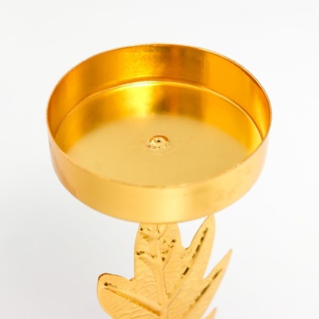 Climber metal, 1 candle "Oak sheet" D-5 cm, gold 6.5x6.5x14.5 cm-4