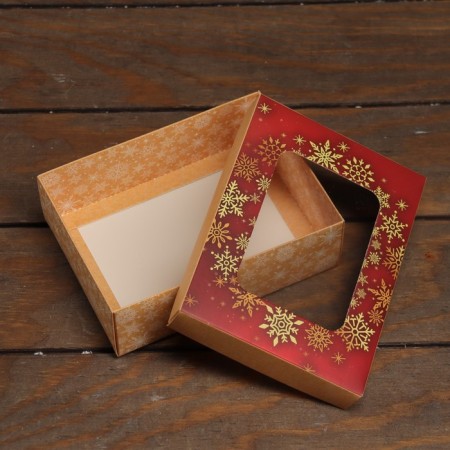 The box is folding, the lid is, with the “Happy New Year” window 16.5 x 12.5 x 5.2 cm-3