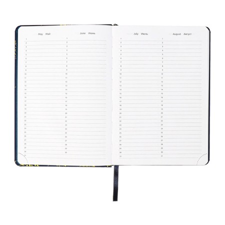 The diary is low, A5, 136 sheets, leatherette, Devente. Tropicana, solid cover, foil embossing, perforation, liesse, block 70%, dark blue-7
