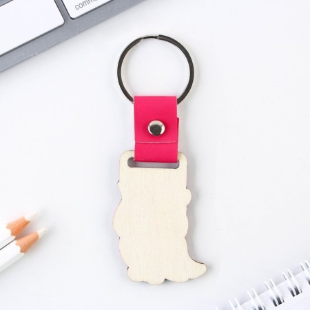 Key keychain wooden "owl", 7 x 3.4 cm-4