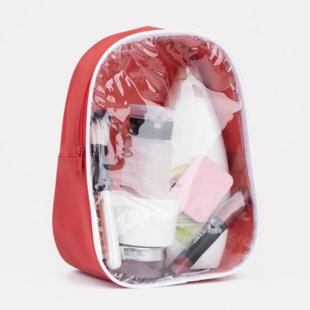 Cosmetic bag with lightning, red color-4