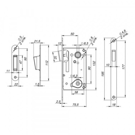 Labs of the mortise magnetic 5300-m-ws CP, color chromium-1