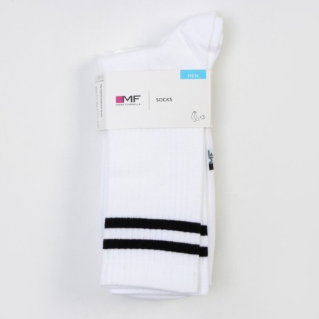 Set of men's socks (3 pairs), white color/stripes, size29-31-3