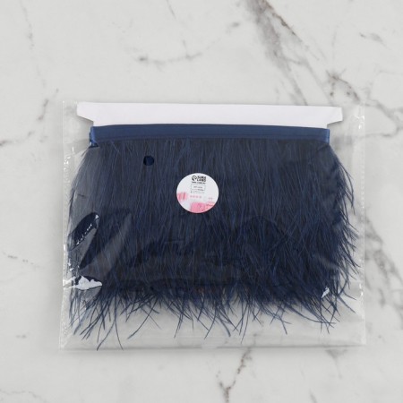Braid with ostrich feathers, 8-10 cm, 5 ± 0.5 m, dark blue color-4