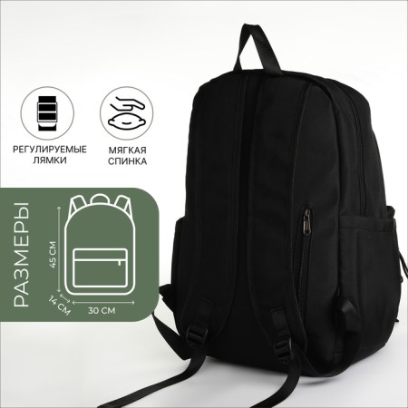 School backpack on lightning, 5 pockets, black color-1