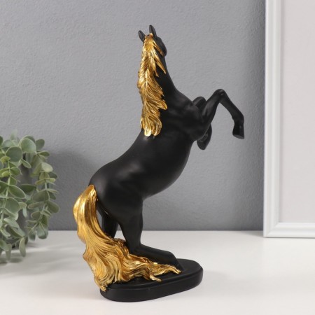 Souvenir Polystone "Black Horse with Golden mane" 6.7x19.5x28 cm-2