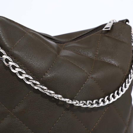 Janelli Cross-Boda Bag on a zipper, outer pocket, khaki color-3