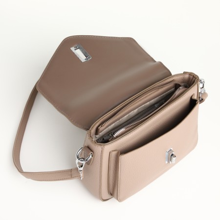 Women's bag on the Textura valve, small size, beige color-8