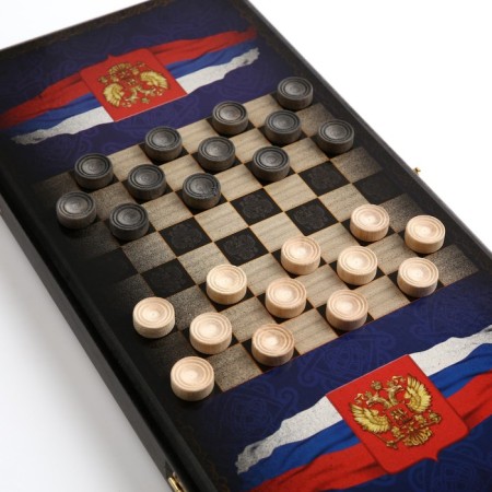 Нарды "Герб", деревянная доска 40 x 40 см, с полем для игры в шашки-2