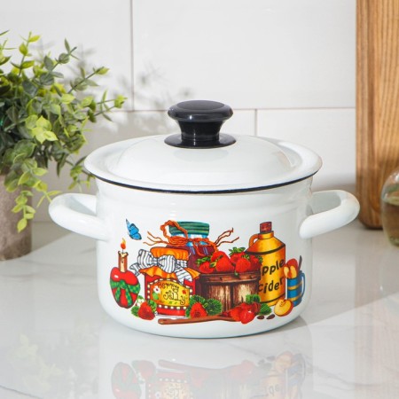 Pan, 2 l, metal lid, induction, dree mix, white color